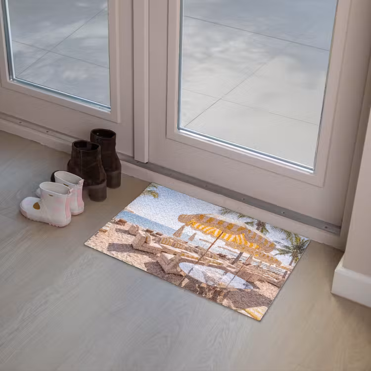 Fußmatte - Strand – Liegestühle – Urlaub – Modern – Gelb - Strand - Ligbedden - Vakantie - Modern - Geel Deurmat klein