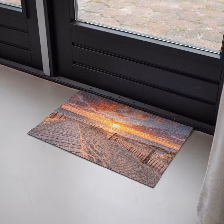 Strand - Zonsondergang - Zee - Natuur - Oranje Deurmat klein -sfeer2