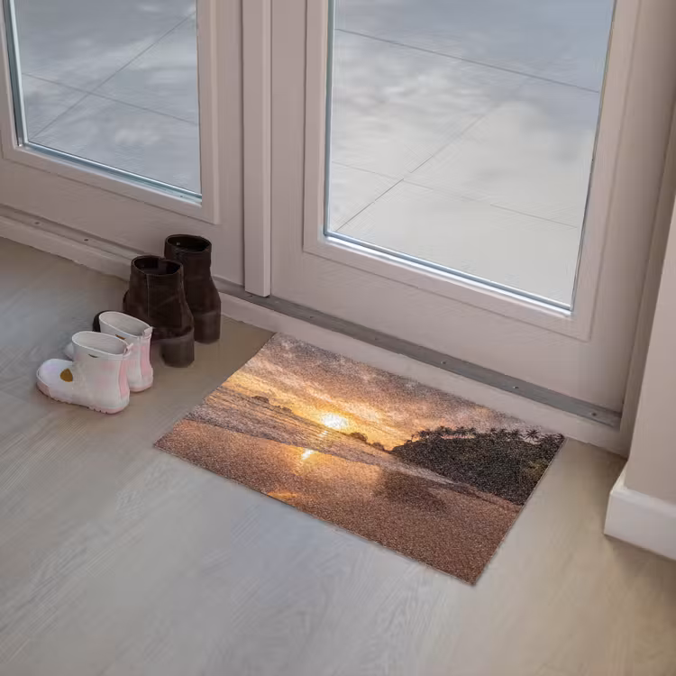 Strand - Zonsondergang - Natuur - Tropisch - Oranje Deurmat klein -sfeer3