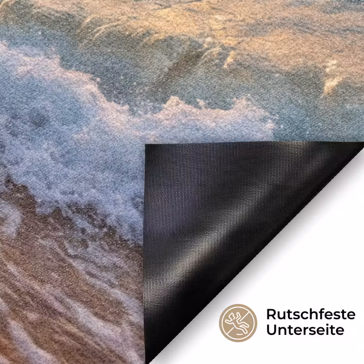 Strand - Zonsondergang - Golven - Natuur - Goud Deurmat klein -antislip_DE