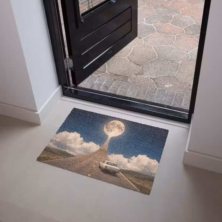 Fußmatte - Straße – Mond – Nacht - Weg - Maan - Nacht Deurmat klein