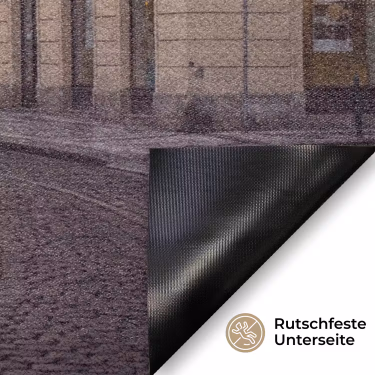 Fußmatte - Straßenbahn – Straße – Stadtansicht – Klassisch – Rot - Tram - Straat - Stadsgezicht - Klassiek - Rood Deurmat klein