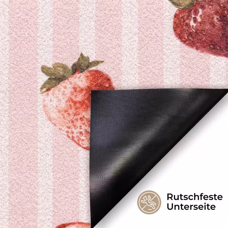 Strepen - Aardbei - Roze Deurmat klein 898 -antislip_DE