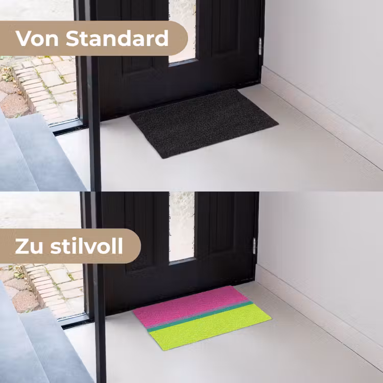 Strepen - Modern - Kleurrijk Deurmat klein -voor-na_DE