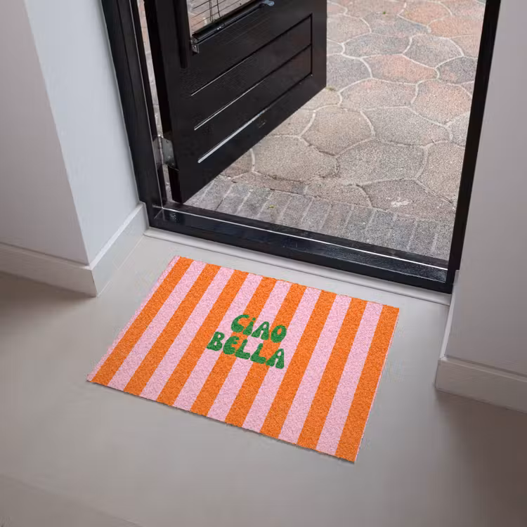 Strepen - Oranje - Verticaal - Ciao bella Deurmat klein -sfeer5