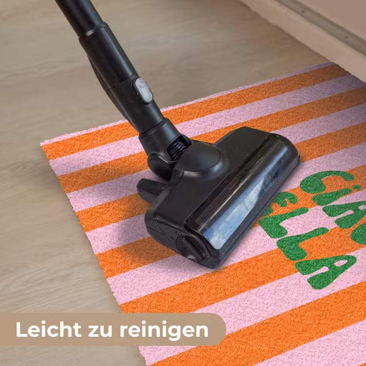 Strepen - Oranje - Verticaal - Ciao bella Deurmat klein -reinigen_DE