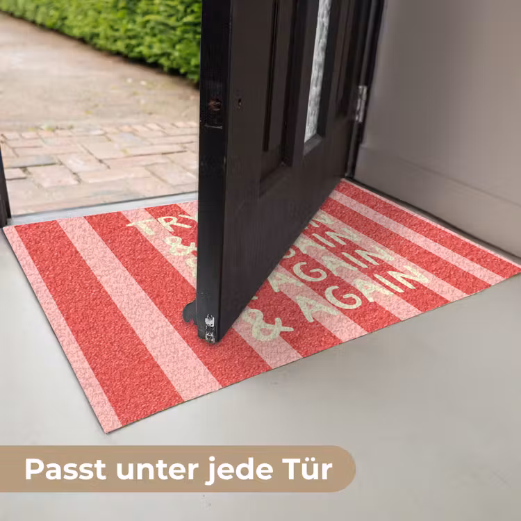 Strepen - Rood - Try again Deurmat klein -USP_DE