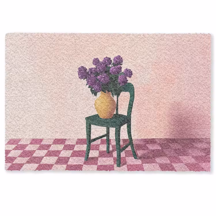 Stoel - Vaas - Bloemen - Geblokt Deurmat klein -zkaufland3d