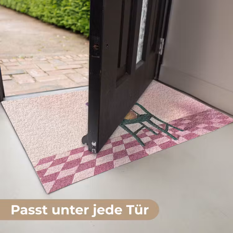 Stoel - Vaas - Bloemen - Geblokt Deurmat klein -USP_DE