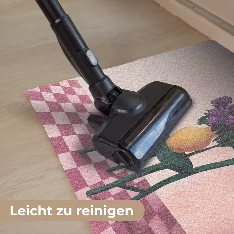 Stoel - Vaas - Bloemen - Geblokt Deurmat klein -reinigen_DE