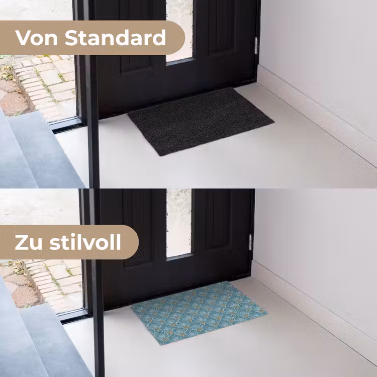 Symmetrisch - Patroon - Blauw Deurmat klein 898 -voor-na_DE