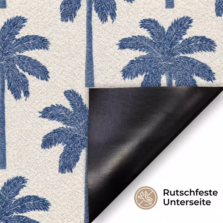 Symmetrisch - Palm - Blauw Deurmat klein 898 -antislip_DE