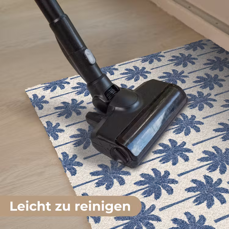 Symmetrisch - Palm - Blauw Deurmat klein 898 -reinigen_DE