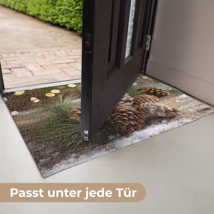 Dennenappels - Kerstsfeer - Bruin - Groen Deurmat klein -USP_DE