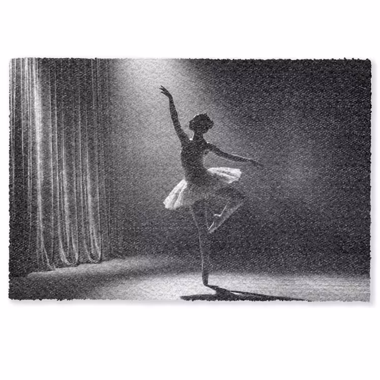 Danser - Podium - Zwart-wit - Kunst - Klassiek Deurmat klein -zkaufland3d