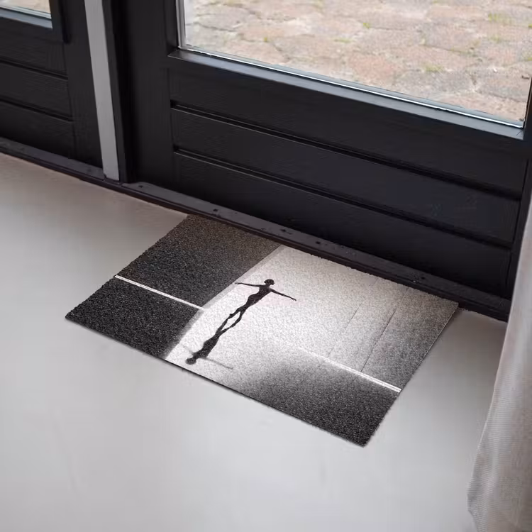 Danser - Silhouette - Kunst - Modern - Zwart-wit Deurmat klein -sfeer2