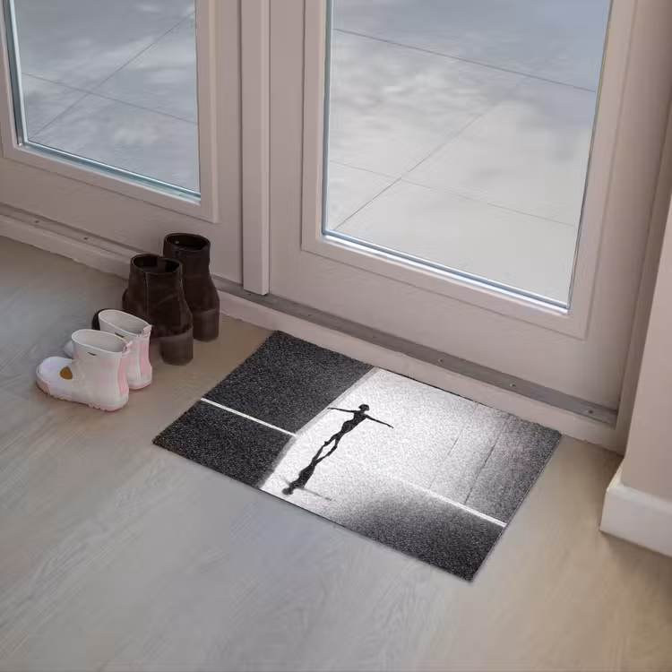 Danser - Silhouette - Kunst - Modern - Zwart-wit Deurmat klein -sfeer3