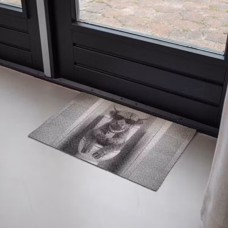 Stier - Telefoon - Toilet - Zwart - Wit Deurmat klein -sfeer2