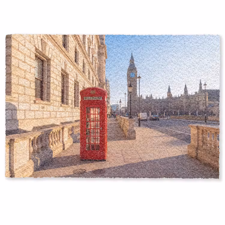 Fußmatte - Telefonzelle – Rot – London – Stadt – Architektur - Telefooncel - Rood - Londen - Stad - Architectuur Deurmat klein