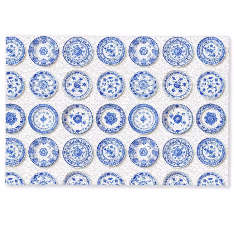 Borden - Bloemen - Patroon - Blauw Deurmat klein 898 -zkaufland3d