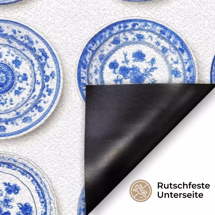Borden - Bloemen - Patroon - Blauw Deurmat klein 898 -antislip_DE