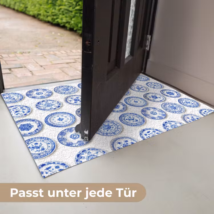 Borden - Bloemen - Patroon - Blauw Deurmat klein 898 -USP_DE