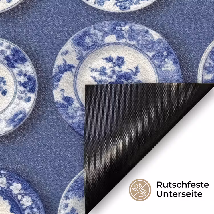 Borden - Floraal - Blauw Deurmat klein 898 -antislip_DE