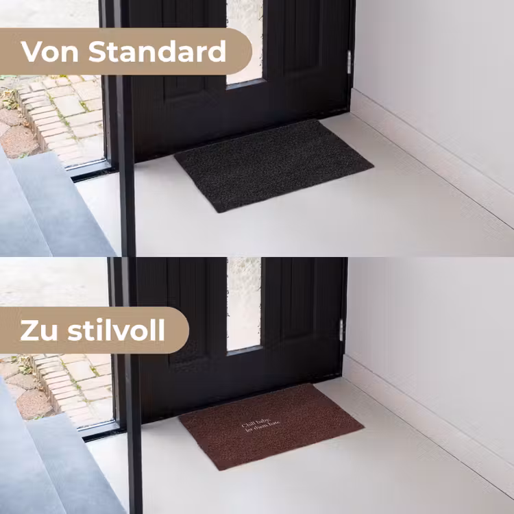 Tekst - Rood - Minimalistisch Deurmat klein -voor-na_DE