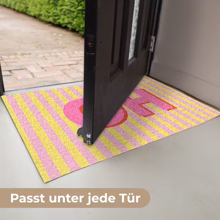 Tekst - Strepen - Roze Deurmat klein -USP_DE