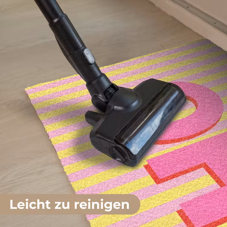 Tekst - Strepen - Roze Deurmat klein -reinigen_DE