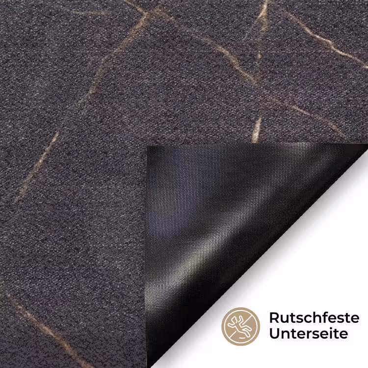 Textuur - Gouden lijnen - Abstract - Modern - Zwart Deurmat klein -antislip_DE