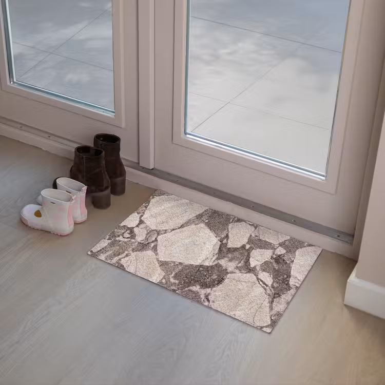 Textuur - Marmer - Abstract - Beige - Bruin Deurmat klein -sfeer3