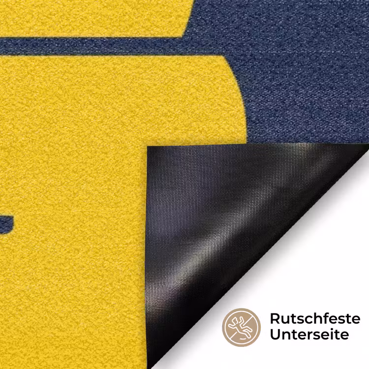 Think big - Blauw - Geel Deurmat klein -antislip_DE