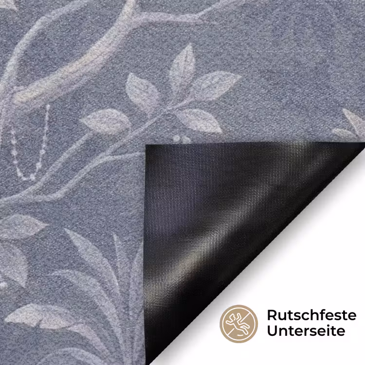 Dieren - Jungle - Illustratie - Bomen - Blauw Deurmat klein -antislip_DE