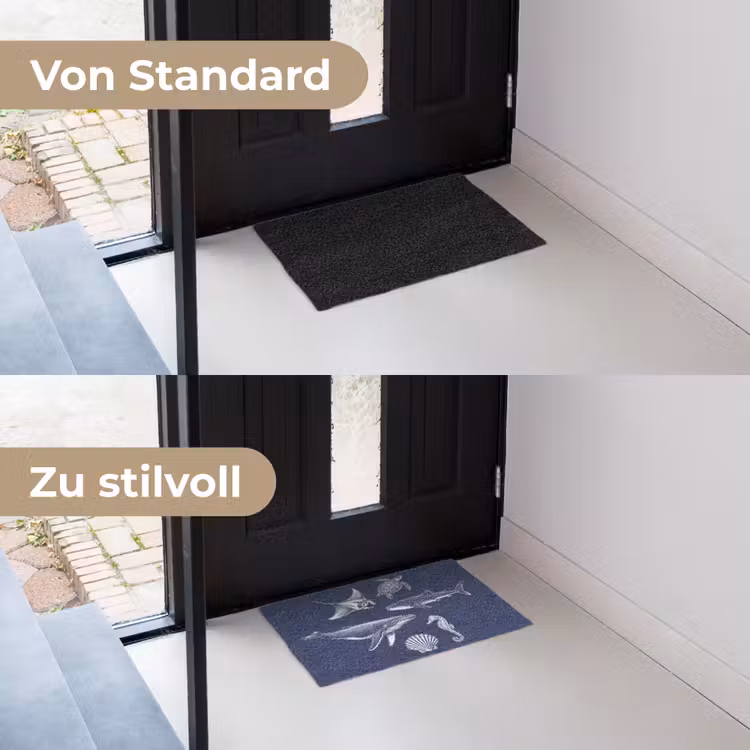 Dieren - Zeeleven - Oceaan - Graveren - Blauw Deurmat klein -voor-na_DE