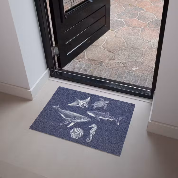 Dieren - Zeeleven - Oceaan - Graveren - Blauw Deurmat klein -sfeer5