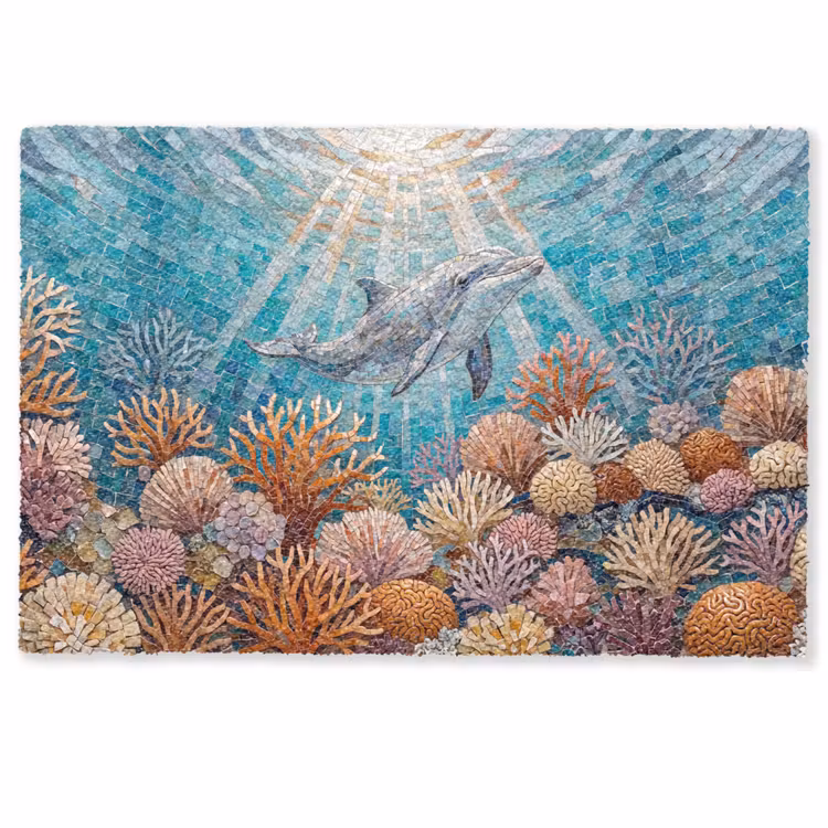 Dieren - Mozaïek - Oceaan - Koraal - Blauw Deurmat klein -zkaufland3d