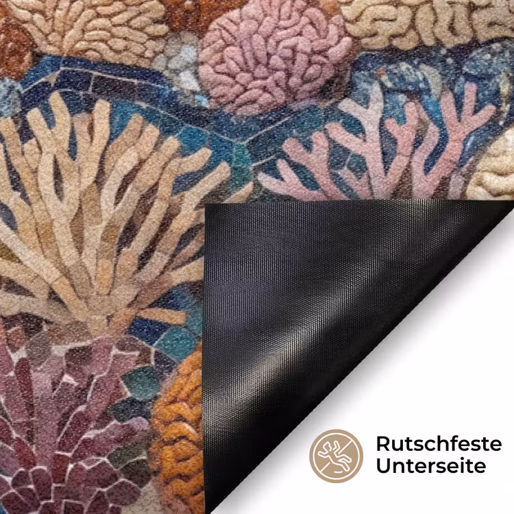 Dieren - Mozaïek - Oceaan - Koraal - Blauw Deurmat klein -antislip_DE