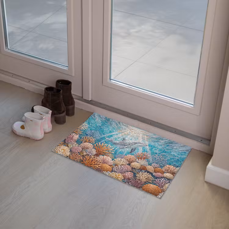 Dieren - Mozaïek - Oceaan - Koraal - Blauw Deurmat klein -sfeer3