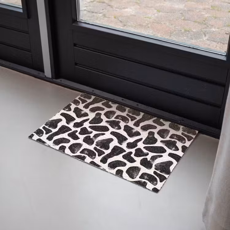 Dierenpatroon - Vlekken - Zwart - Wit Deurmat klein 898 -sfeer2