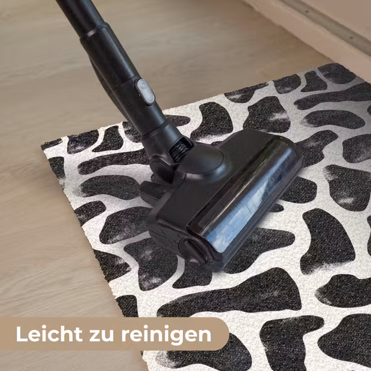 Dierenpatroon - Vlekken - Zwart - Wit Deurmat klein 898 -reinigen_DE