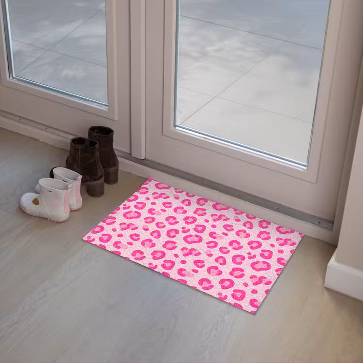 Dierenprint - Patroon - Abstract - Modern - Roze Deurmat klein -sfeer3