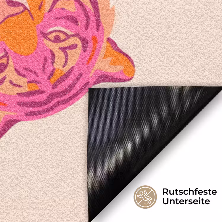Tijger - Roze - Oranje Deurmat klein -antislip_DE