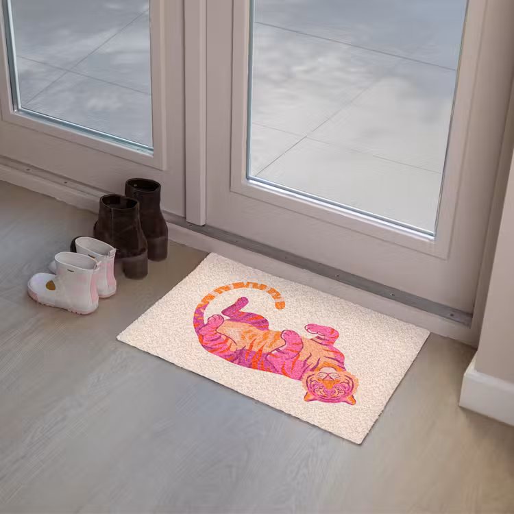Tijger - Roze - Oranje Deurmat klein -sfeer3