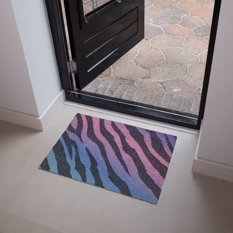 Tijgerprint - Blauw - Paars - Kleurrijk Deurmat klein -sfeer5