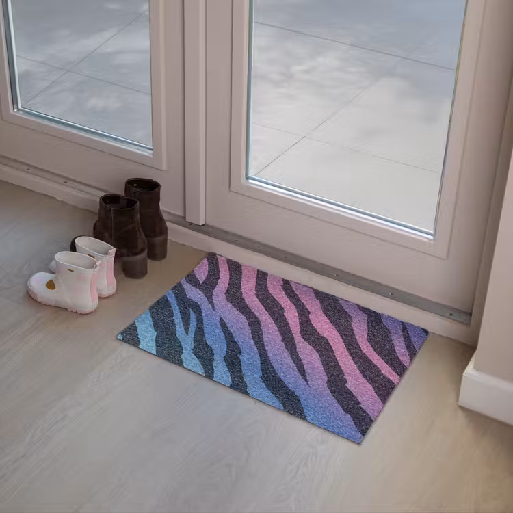 Tijgerprint - Blauw - Paars - Kleurrijk Deurmat klein -sfeer3
