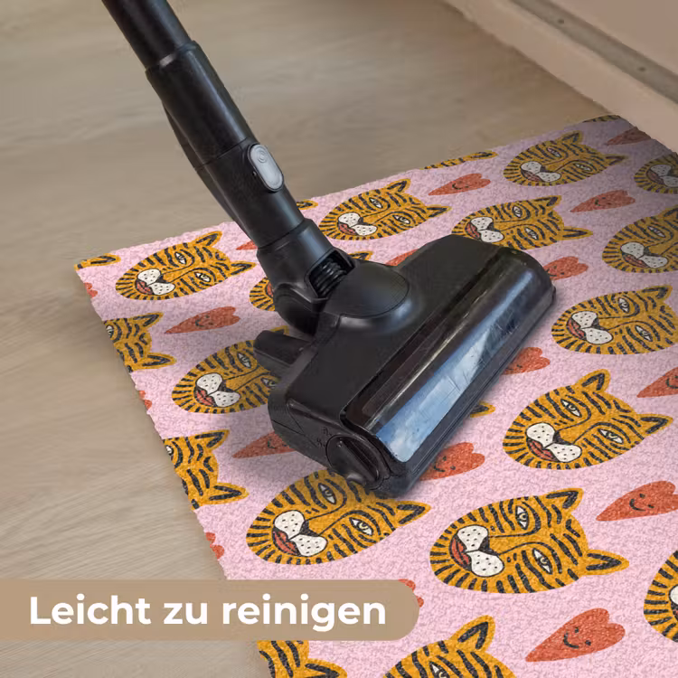 Tijgerkoppen - Hartjes - Roze - Rood Deurmat klein 898 -reinigen_DE