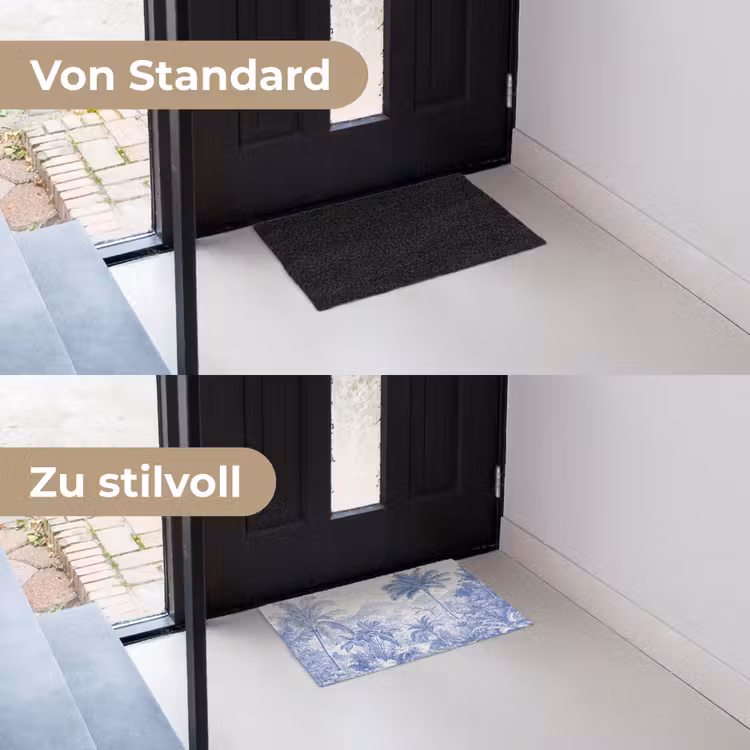 Tropisch - Jungle - Blauw Deurmat klein -voor-na_DE