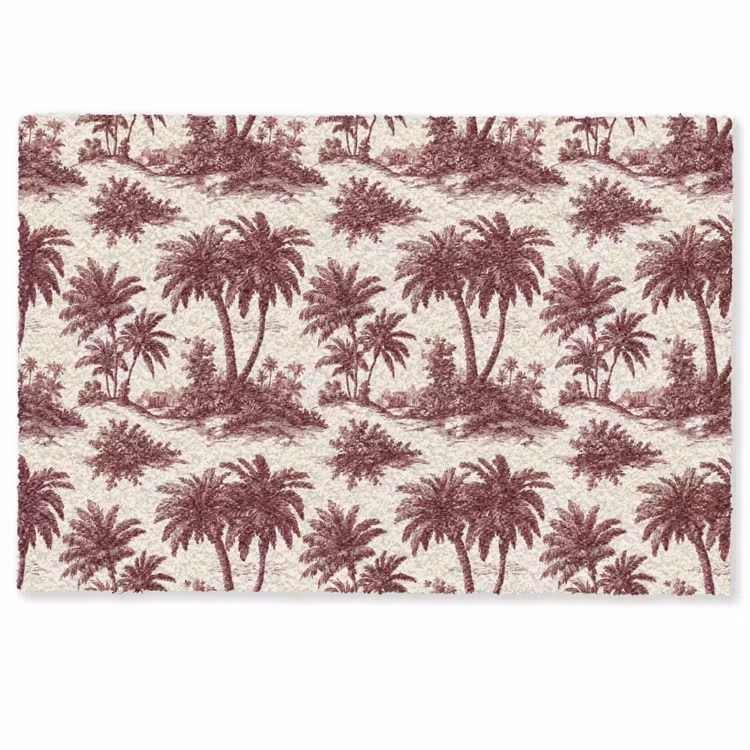 Tropisch - Geometrisch - Bordeauxrood Deurmat klein 898 -zkaufland3d
