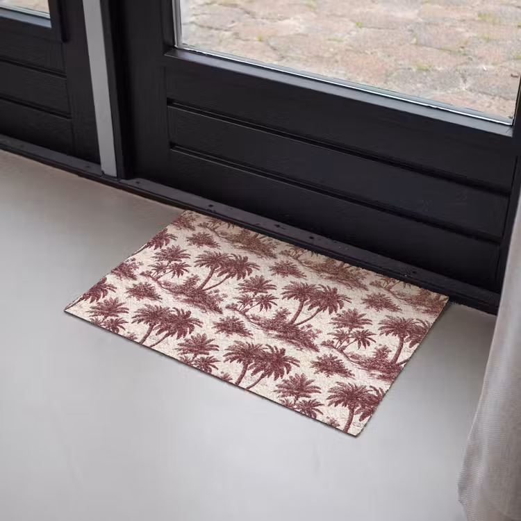Tropisch - Geometrisch - Bordeauxrood Deurmat klein 898 -sfeer2